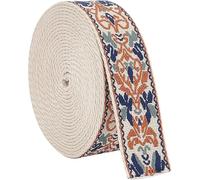 GXMDSGZ Cinta de Tela Jacquard Bordada en Color Canela 5 Yardas y 1 Pulgada poliéster clásico con Flores Vintage for Manualidades para proyectos