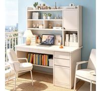 GXQFC Escritorio para Computadora con Cajones, Madera Escritorio Blanco con Almacenamiento, Escritorio/estación de Trabajo para el hogar y la Oficina 120 x 45 x 165 cm