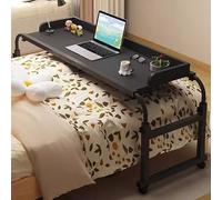 GXQFC Mesa Auxiliar Ajustable 115-210CM para Sofá/Cama, Mesa de Bandeja Escritorio Portátil con Ruedas Mesa de Sobrecama Carrito para Portátil con Estante Abierto(Color:Negro)