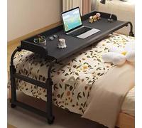 GXQFC Mesa Auxiliar para Ordenador, Escritorio Portátil con 4 Ruedas Mesa Auxiliar Ajustable 115-210CM Mesa de Bandeja Mesa de Sobrecama Carrito para Sofá/Cama (Color:Negro)