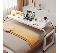 GXQFC Mesa de Cama con Ruedas, Oficina en Casa Escritorio Estrecho Móvil Consola Móvil Mesa Auxiliar Ajustable 115-210CM para Cama Sofá Hospital Lectura Comer(Color:Blanco)