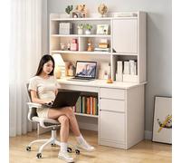 GXQFC Mesa De Estudio para Computadora Portátil Madera Blanco, Escritorio/Estación de Trabajo para el Hogar y la Oficina con Cajones y Compartimentos 120 x 45 x 165 cm