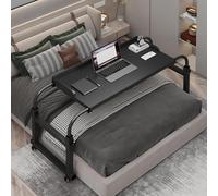 GXQFC Mesa Médica Rodante on Ruedas, Mesa De Cama para Computadora Mesa De Enfermería Cruzada Mesa para Cama De Hospital para Comer En La Cama con Longitud 115-210CM(Color:Negro)