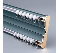 GXQFC Pista De Cortina De Techo, Riel De Cortina De Aluminio Rieles De Cortinas para El Techo Riel De Cortina Doble Carril De Techo Divisor De Habitación para Cortina Riel Recto(Size:2.5M,Color:Azul)