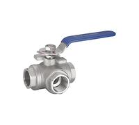 GXRQLHYZ Válvula de Bola de Tres vías de Acero Inoxidable 304, Rosca BSP, de 1/2", 3/4", 1", 1-1/4" y 2", Tipo T, Tipo L, DN15, DN20, DN25, DN32, DN40 y DN50.(L Type,0.75 Inch)