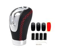 GXSAI pomo de Palanca de Cambios Perilla De Cambio Velocidad 5/6 Palanca Cambios Mango Modificado Accesorios Cuero para Todos Los Modelos Coche Manuales(Red Line)