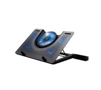 GXTrust 1125 Quno Base de Refrigeración para Portátiles Gaming 17,3", Iluminación Azul, 5 Ventiladores, Elevador para Portátil con Soporte para Teléfono, Alimentación USB - Negro