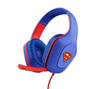GXTrust 415SM Zirox Cascos Gaming Licencia Superman para PC Xbox PS4 PS5 Switch Mobile, Drivers de 50 mm, Conexión 3.5 mm, Micrófono Plegable, Auriculares Ligeros con Cable 2m Over-Ear, Azul