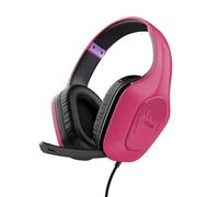 GXTrust 418P Rayne Cascos Gaming Ligeros para PC Xbox PS4 PS5 Switch Mobile, Drivers de 50 mm, Conexión 3.5 mm, Micrófono Plegable, Auriculares con Cable 2m Over-Ear, Rosado