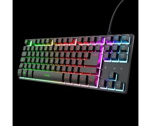 GXTrust 833 Thado Teclado Gamer TKL AZERTY francés, Teclado con Cable Compacto (20% más pequeño) con Membrana, iluminación LED Multicolor, Cable USB de 1,8 m, PC portátil, Negro
