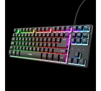 GXTrust 833 Thado Teclado Gamer TKL Disposición QWERTY Español, Teclado Retroiluminado RGB de Membrana Tenkeyless (20% Más Pequeño), Anti-Ghosting, Cable USB, PC Ordenador Portátil, Negro