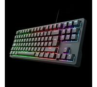 GXTrust 864 Cada Teclado mecánico TKL diseño italiano QWERTY con iluminación RGB, interruptores Huano Brown, software incluido, teclado para juegos compacto USB programable 80% PC portátil
