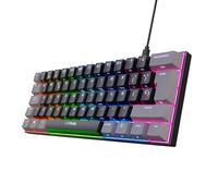 GXTrust 867 Acira Teclado Mecánico 60% Español QWERTY, Teclas de Doble Función, Iluminación RGB, Mini Teclado Gaming Compacto Programmable con Cable USB PC Portátil - Negro/Gris