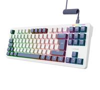 GXTrust 872 Xyra Teclado Mecánico Español QWERTY Gasket 80%, Teclado Gaming TKL Hot-Swap para Juegos con Cable USB, Iluminación RGB Programmable, Interruptores 5-Pin Leobog Lineales 60M, Blanco