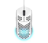 GXTrust 928W Helox Ratón Gaming Ultraligero 65g, dpi Ajustable 200-6400 Sensor Óptico, 6 Botones Programables, Iluminación RGB Mouse Gaming con Cable USB PC Ordenador Portátil, Blanco