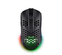 GXTrust 929 Helox Ratón Gaming Inalámbrico Ultraligero 75g, Batería de 80h, Microrreceptor USB 2,4GHz, dpi Ajustable 800-4800, Mouse Gaming Recargable LED Ordenador Portátil - Negro