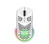 GXTrust 929W Helox Ratón Gaming Inalámbrico Ultraligero 75g, Batería de 80h, Microrreceptor USB 2,4GHz, dpi Ajustable 800-4800, Mouse Gaming Recargable LED Ordenador Portátil, Blanco