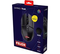 Trust Ratón inalámbrico GXT 112 Felox 4800 DPI RGB 80h autonomía y alfombrilla, Negro