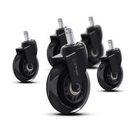 GXTrust Gel Ruedas para Silla Gaming Giratoria, Set de 5 Ruedas, Negro | Ruedas de Repuesto Suaves y Silenciosas, 360° Rotativas 11 mm, para Silla de Escritorio y Oficina