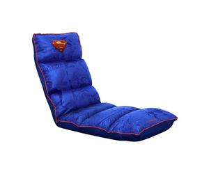 GXTrust Rayzee Silla Gaming Plegable con Licencia Superman, Azul | Cojin de Suelo para Consolas, Respaldo Ajustable, Peso de hasta 125 kg, Silla Gamer para Niño Juegos Lectura Relax TV