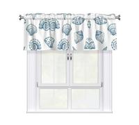 GXUNGT Atractivas cortinas cortas con estampado de concha de estrella de mar, perfectas para cocinas, baños, lavanderías y estudios