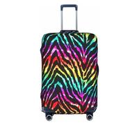 GXUNGT Funda de equipaje de viaje con estampado de cebra arcoíris colorida, funda plegable personalizada, perfecta para todos los viajeros, White, L