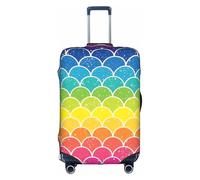 GXUNGT Funda de equipaje de viaje con estampado de escamas de peces arcoíris, funda plegable personalizada para maleta, perfecta para todos los viajeros, White, M