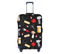 GXUNGT Funda de equipaje de viaje con estampado de medicina de dibujos animados, funda plegable personalizada, perfecta para todos los viajeros, White, S