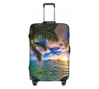 GXUNGT Funda de equipaje de viaje con estampado de palmeras tropicales de Hawái, océano, mar, puesta de sol, funda plegable personalizada, perfecta para todos los viajeros, White, L