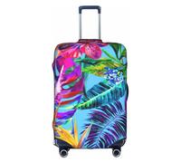 GXUNGT Funda de equipaje de viaje con estampado de plantas tropicales de flores rosas, funda plegable personalizada, perfecta para todos los viajeros, White, S
