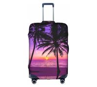 GXUNGT Funda de equipaje de viaje con estampado de silueta de palmeras al atardecer, funda plegable personalizada, perfecta para todos los viajeros, White, XL