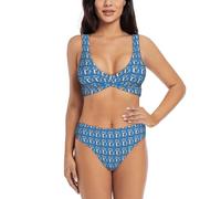 GXUNGT Lindo conjunto de bikini con estampado de mapache para mujer, bikini cruzado dividido, bikini de cintura alta para mujer, Negro, XL