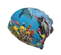 GXUNGT Ocean Dolphin Looking At You - Gorro casual holgado, bufanda, gorro ligero, gorro casual, sombrero multifuncional, Negro, S