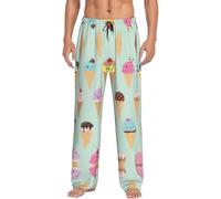 GXUNGT Pantalones de pijama para hombre con estampado de conos de helado con bolsillos, pantalones de pijama personalizados, Negro, XXL