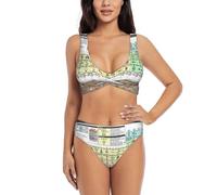 GXUNGT Periodic Table of Elements - Conjunto de bikini para mujer, bikini cruzado dividido, bikini de cintura alta para mujer, Negro, L