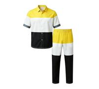 GXWYJMTE Traje de ocio unisex de 2 piezas, conjunto de camisa y pantalones largos, verano, otoño, cómodo, transpirable, ligero, diario, vacaciones, ropa de ocio, ropa de casa, traje de jogging, 05