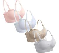 GXXGE Paquete de 4 sujetadores de lactancia para amamantar, sujetadores premamá push-up, de seda, sin costuras, para embarazo, sujetador sin aro, ropa interior, X-Large