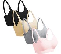 GXXGE Paquete de 4 sujetadores de lactancia para amamantar, sujetadores premamá push-up, de seda, sin costuras, para embarazo, sujetador sin aro, ropa interior, X-Large