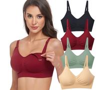 GXXGE Paquete de 4 Sujetadores de Lactancia para amamantar, Sujetadores premamá Push-up, de Seda, sin Costuras, para Embarazo, Sujetador sin aro, Ropa Interior, Medium