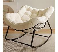GXXINGIN Cómoda Mecedora Relajante para Interiores y Exteriores, para Patio, Curvada, para balcón, con Estructura metálica y Cojines Gruesos (Blanco Roto).
