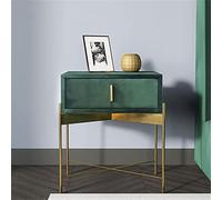 GXXINGIN Mesita de Noche de Lujo nórdica de Madera con 1 cajón, mesita de Noche Sencilla para Dormitorio, mesita de Noche de Franela con Patas de Acero Inoxidable, Armario de Almacenamiento de 48 x 3