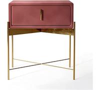 GXXINGIN Mesita de Noche de Lujo nórdica de Madera con 1 cajón, mesita de Noche Sencilla para Dormitorio, mesita de Noche de Franela con Patas de Acero Inoxidable, Armario de Almacenamiento de 48 x 3