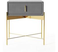 GXXINGIN Mesita de Noche de Lujo nórdica de Madera con 1 cajón, mesita de Noche Sencilla para Dormitorio, mesita de Noche de Franela con Patas de Acero Inoxidable, Armario de Almacenamiento de 48 x 3