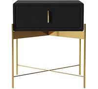 GXXINGIN Mesita de Noche de Lujo nórdica de Madera con 1 cajón, mesita de Noche Sencilla para Dormitorio, mesita de Noche de Franela con Patas de Acero Inoxidable, Armario de Almacenamiento de 48 x 3