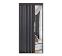 GXXINGIN Puertas Plegables Grises para Espacios pequeños, lavaderos y entradas. Puertas de acordeón de Aluminio Resistente con Cerradura. Puerta corrediza divisoria de ambientes (Marco marrón, 71 x