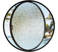 GXXINGIN Ventana de Vidrio giratoria de 360°, decoración de Pared de Vidrio Templado Integrado con manija, Ventana abatible giratoria para Interiores, baños y sótanos, Negra, 2100 cm/39 Pulgadas