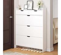 GXXINGIN Zapatero Estrecho de 3 Niveles: Zapatero para Pasillo con 2 cajones, Organizador de Zapatos abatible, Zapatero Independiente para Pasillo de Sala de Estar, Profundidad 17 cm (80 × 17 × 125 c