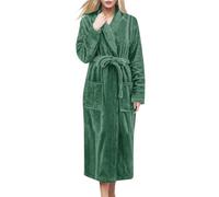 GXYANiaoy Bata Invierno Mujer - Algodon Afelpado Albornoz Larga Elegante Albornoces Acogedora Polar Batamanta Loungewear Talla Grande Batín Suave Calentita