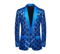 GXYHJVMFPSC Blazer Hombre Mens Blazer Lentejuelas Un Botón Corte Entallado Traje Discoteca Graduación Chaqueta Brillante Esmoquin para Fiesta Boda Banquete-Blue||M