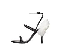 GXYHJVMFPSC Sandalias Tacón Alto High Heels Mujer Punta Redonda Abierta Tira Tobillo con Flor Parte Trasera Fiestas Bodas Citas 9,5 Cm-Black||39
